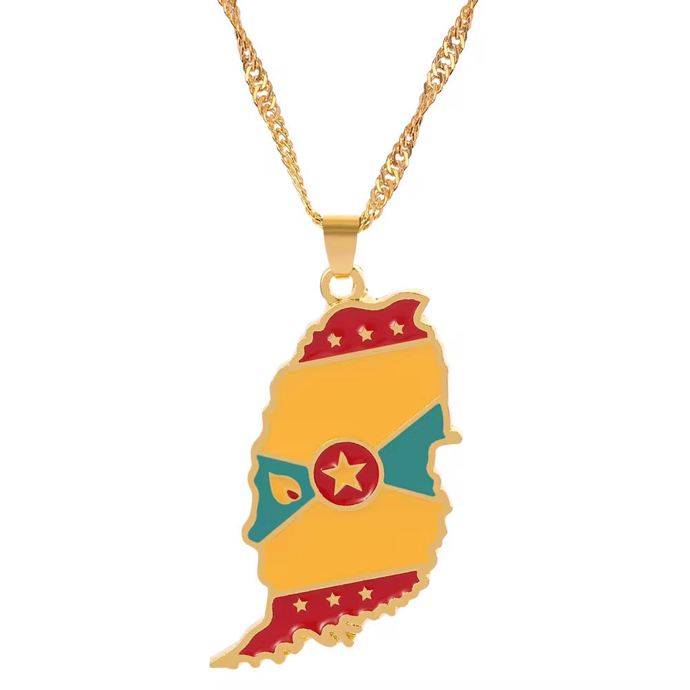 COUNTRY FLAG MAP NECKLACE
