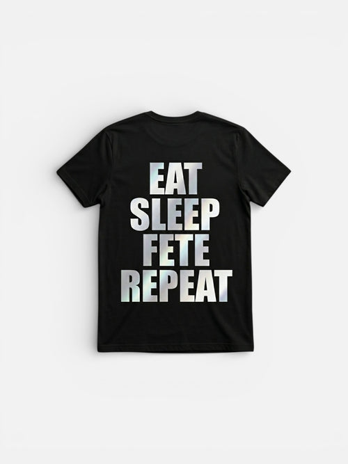 COUNTRY AREA CODE REFLECTIVE-EAT SLEEP FETE REPEAT TEE